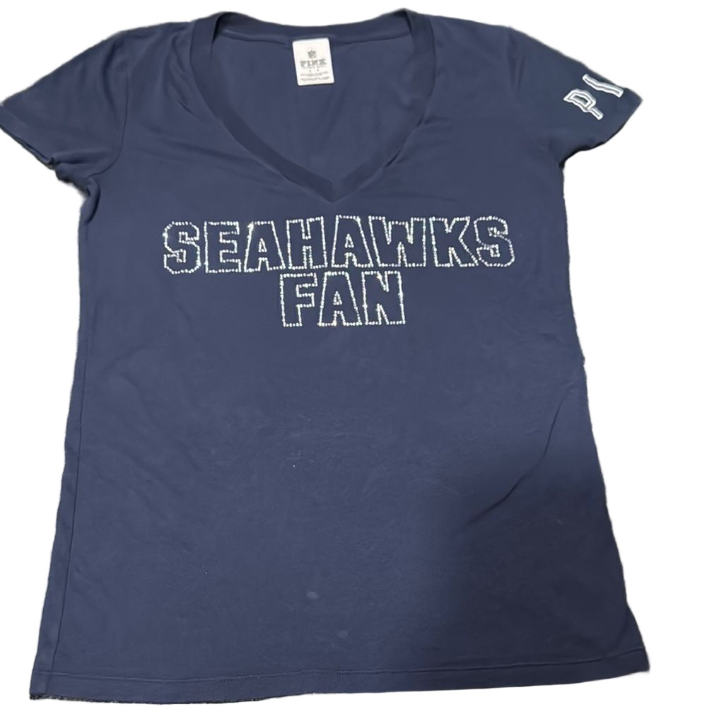 PINK Victoria's Secret Navy Seattle Seahawks Fan Women's Top